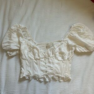 Crop off white Corsete top  by urban outfitters size M